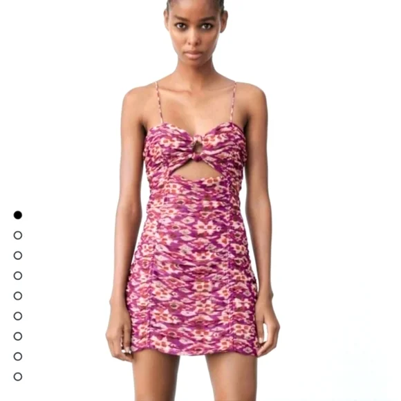 Zara Purple And Burgundy Ruched Sides Mini Dress - Picture 2 of 13